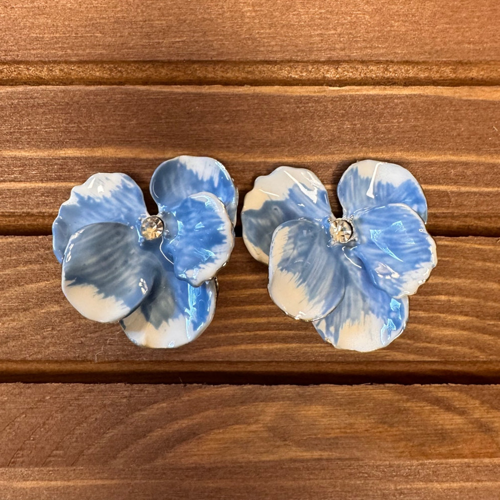 Light Blue Plumeria Flower Earrings Floral Flower Earrings Boho Blue Accessories